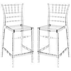 Calhoun Clear Transparent Polycarbonate Bar Stools In Pair - UK