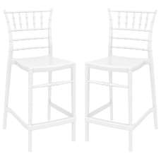 Calhoun Glossy White Polycarbonate Bistro Stools In Pair - UK