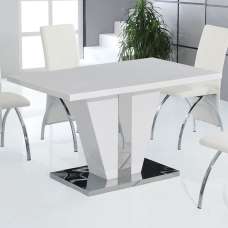 Calhoun High Gloss Dining Table With Steel Base In White - UK