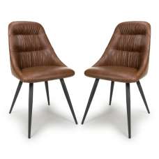 Calhoun Tan Faux Leather Dining Chairs In Pair - UK