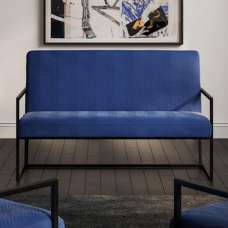 Calhoun Velvet 2 Seater Sofa With Metal Frame In Blue - UK