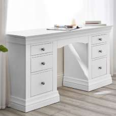 Calida Wooden Dressing Table With 6 Drawers In White - UK