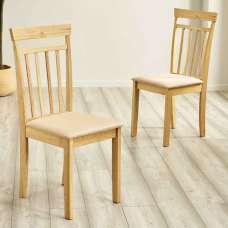 Calista Natural Oak Wooden Dining Chairs in Pair - UK