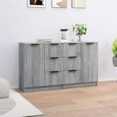 Calix Wooden Sideboard With 2 Doors 6 Drawers In Grey Sonoma Oak - UK