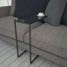 Callen Tempered Glass Top Side Table with Anthracite Metal Frame - UK