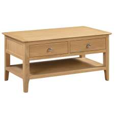 Callia Wooden Coffee Table With 2 Drawers In Natural - UK