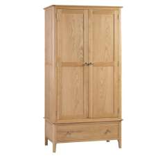Callia Wooden Wardrobe With 2 Doors 1 Drawer In Natural - UK