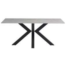 Callie 180cm Marble Dining Table In Rebecca Grey With Black Leg - UK