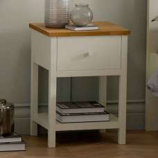 Calliope Wooden Bedside Cabinet with 1 Drawer in Ivory and Oak - UK