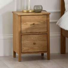 Calliope Wooden Bedside Cabinet with 2 Drawers in Oak - UK