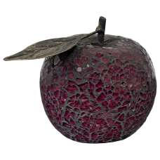 Clisson Decorative Mosaic Glass Apple Fruit With Leaf In Red - UK