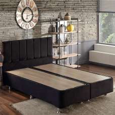 Caltrex Fabric Ottoman Storage King Size Bed with Headboard in Black - UK