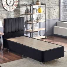 Caltrex Fabric Ottoman Storage Single Bed with Headboard in Black - UK