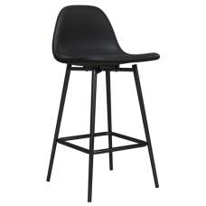 Calving Faux Leather Bar Chair With Black Metal Legs In Black - UK
