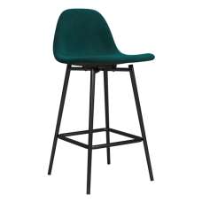 Calving Velvet Bar Chair With Black Metal Legs In Green - UK