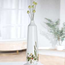 Camarillo Ceramic Flower Floor Vase In White - UK