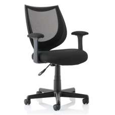 Camden Fabric Mesh Office Chair In Black With Fixed Arms - UK