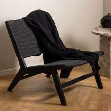 Campbell Wooden Lounge Chair in Black - UK