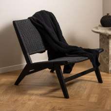 Camrose Weaved Pattern Lounge Chair In Matt Black - UK