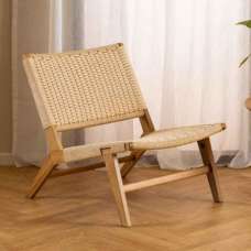 Camrose Weaved Pattern Rattan Lounge Chair - Off White - UK