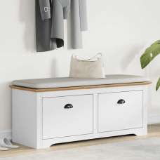 Camrose Wooden Hallway Seating Bench With 2 Drawers In Brown White - UK
