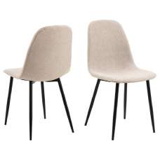 Canby Beige Fabric Dining Chairs With Black Legs In Pair - UK