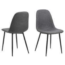 Canby Dark Grey Fabric Dining Chairs With Black Legs In Pair - UK