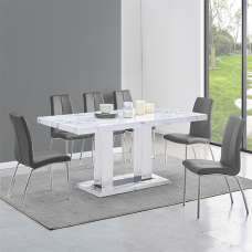 Candice Diva Marble Effect Dining Table 6 Opal Grey Chairs - UK