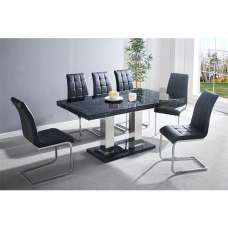 Candice Milano Marble Effect Dining Table 6 Paris Black Chairs - UK