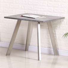 Candie Wooden Square Lamp Table With Steel Legs In Concrete Effect - UK