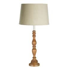 Candoca Natural Fabric Shade Table Lamp With Oak Base - UK