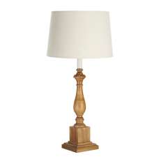 Candoca Natural Fabric Shade Table Lamp With Square Oak Base - UK