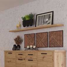 Caneadea Wooden Large Wall Shelf In Artisan Oak - UK