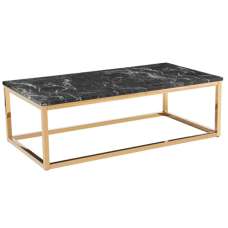 Cantara Marble Effect Wooden Coffee Table With Gold Metal Frame - UK