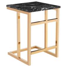 Cantara Marble Top Square Lamp Table With Gold Frame - UK
