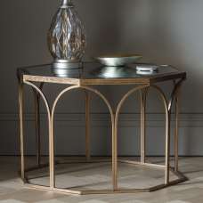 Canterbury Clear Glass Octagonal Coffee Table In Gold - UK