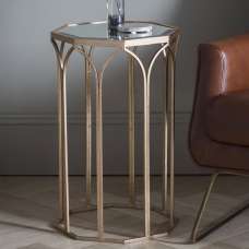 Canterbury Clear Glass Octagonal Side Table In Gold - UK