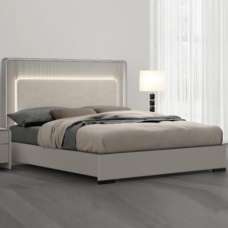 Canton Velvet Ottoman Storage King Size Bed In Grey With LED - UK