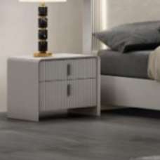Canton Wooden Bedside Cabinet With 2 Drawers In Flannel Grey - UK