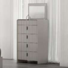 Canton Wooden Chest Of 4 Drawers With Mirror In Flannel Grey - UK