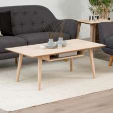 Canton Wooden Coffee Table With Undershelf In White Oak - UK
