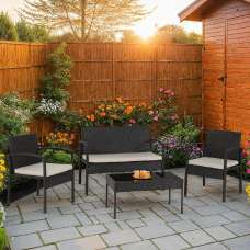 Canyon Fabric 4 Piece Garden Set In Black And Grey - UK