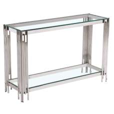 Cappy Clear Glass Console Table With Silver Metal Frame - UK