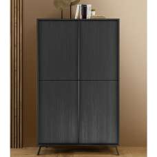 Cappy Wooden Highboard With 4 Doors In Black - UK