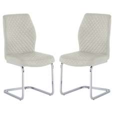 Caprika Stone PU Leather Dining Chair In A Pair - UK