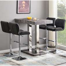 Caprice Concrete Effect Bar Table 4 Candid Black Stools - UK