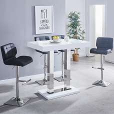 Caprice White High Gloss Bar Table 4 Candid Black Stools - UK