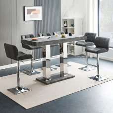Caprice Large Concrete Effect Bar Table 6 Candid Grey Stools - UK