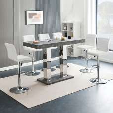 Caprice Large Concrete Effect Bar Table 6 Ripple White Stools - UK