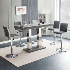Caprice Large Concrete Effect Bar Table 6 Ritz Grey White Stools - UK